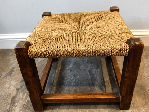 Seagrass footstool — three quarter view